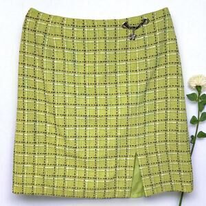 VTG Requirements‎ 14 Green Plaid Tweed Miniskirt Y2K Mod Preppy Office Clueless
